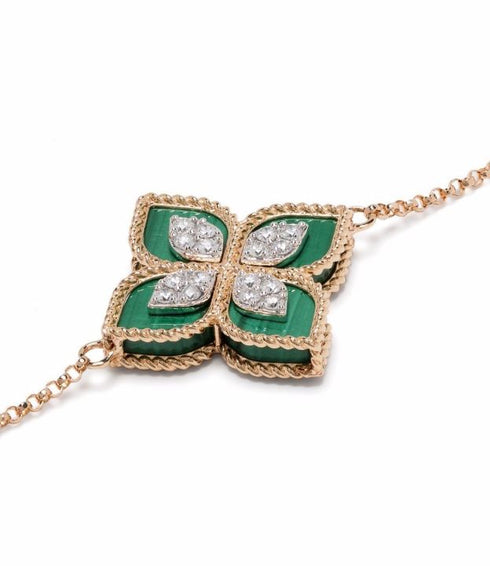 18kt rose gold Princess Flower malachite and diamond bracelet